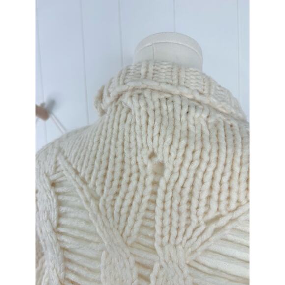 Zara Chunky Cable Knit Turtleneck Sweater Womens Small Cream Ivory - Picture 7 of 9